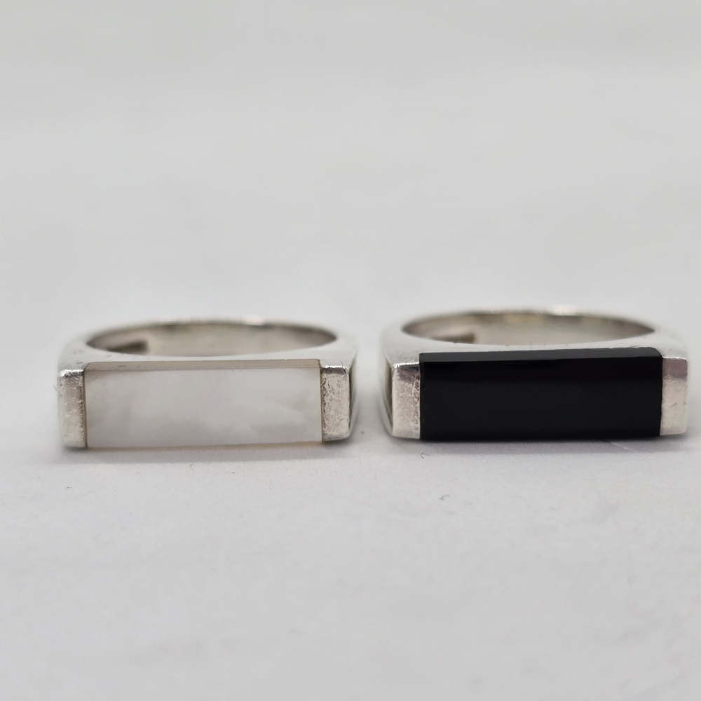 Erwin Pearl Stackable Rings — Black Onyz and Mother of Pearl Inlay